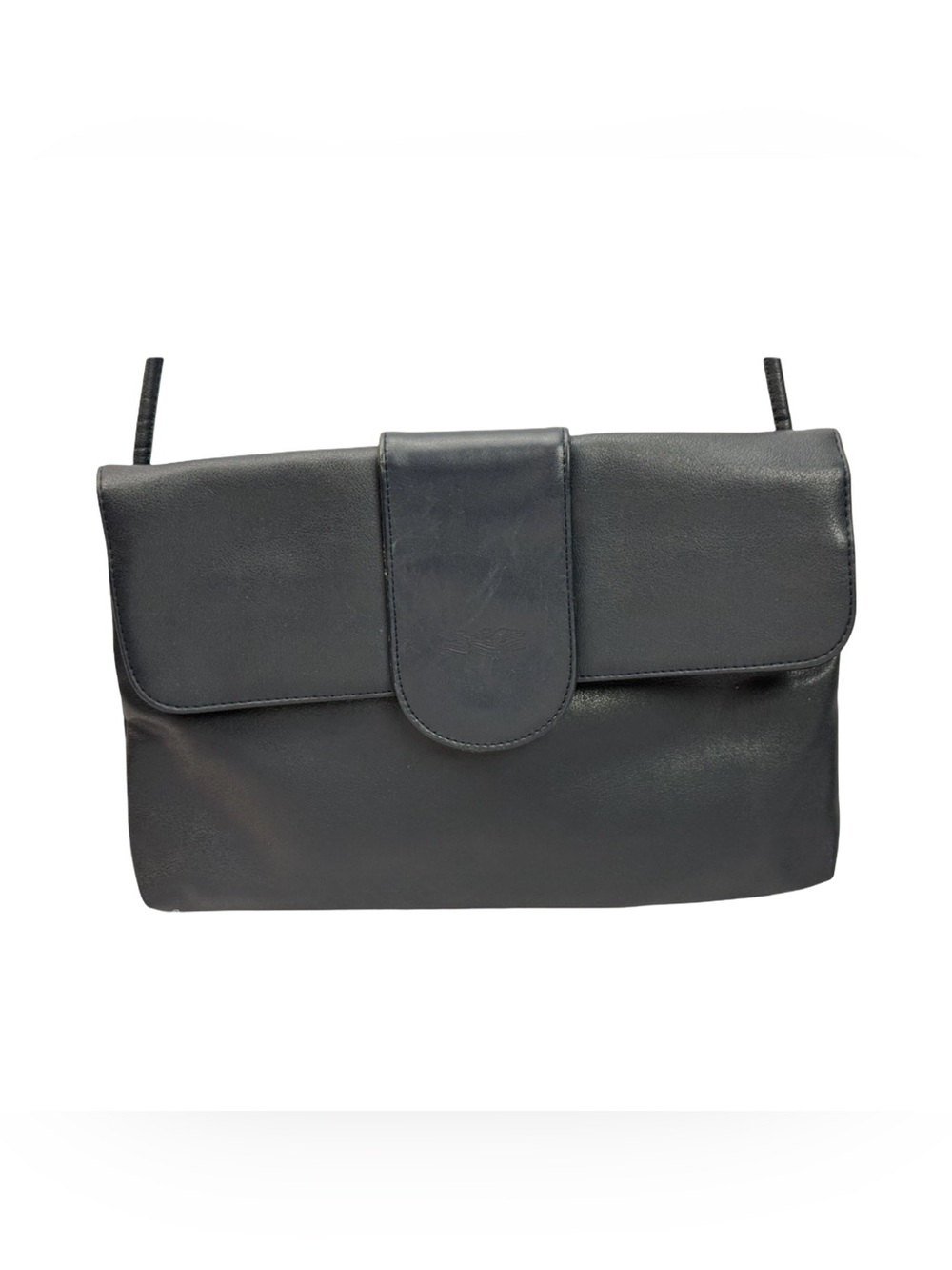 Vintage Perry Ellis America Navy Blue Leather Crossbody Bag Shoulder Purse 90s